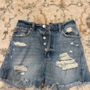 Garage Blue Distressed Jean Shorts
